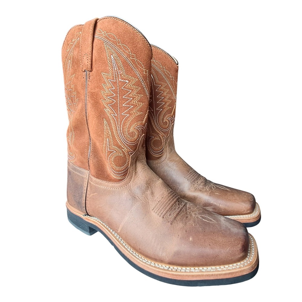 Smoky Mountain Boots Mens 11.5 D Brown Leather Suede Square Toe Western 4028